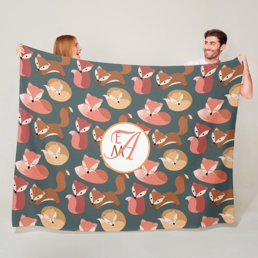 Geborduurde Bosvos Herfstkleuren Herfst Fleece Deken (In situ)