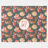 Geborduurde Bosvos Herfstkleuren Herfst Fleece Deken (Voorkant (Horizontaal))