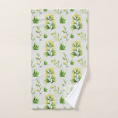 Geborduurde botanische bladeren waterverf groene d bad handdoek (Handdoek)