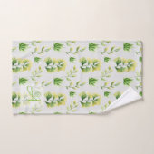 Geborduurde botanische bladeren waterverf groene d bad handdoek (Handdoek)