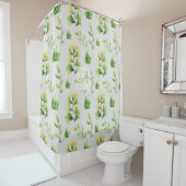 Geborduurde botanische bladeren waterverf groene d douchegordijn (In situ)
