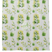 Geborduurde botanische bladeren waterverf groene d douchegordijn (Voorkant)