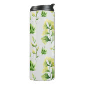 Geborduurde botanische bladeren waterverf groene d thermosbeker (Gedraaid links)