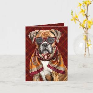 Geborduurde Boxer Hond Bourgondië en Goud Schotse Kaart
