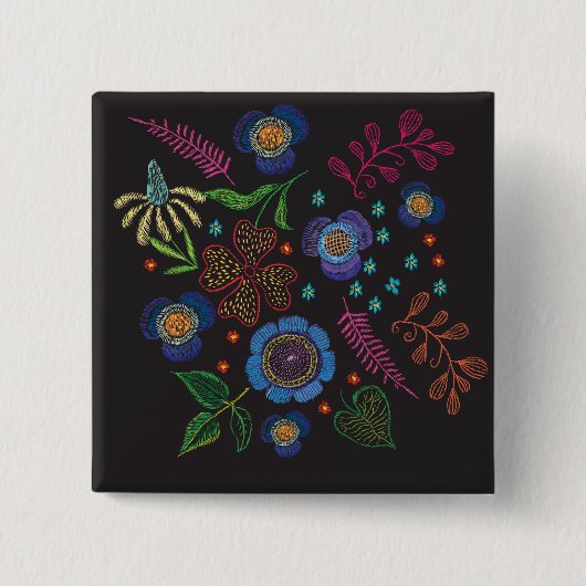 geborduurde broche vierkante button 5,1 cm (Voorkant)