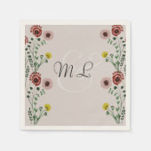 Geborduurde bruiloft botanische bloemengroen servet (Voorkant)