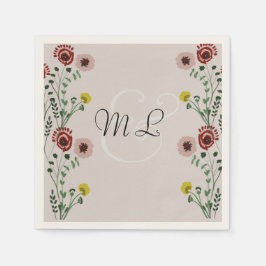 Geborduurde bruiloft botanische bloemengroen servet