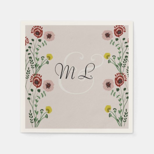 Geborduurde bruiloft botanische bloemengroen servet (Voorkant)