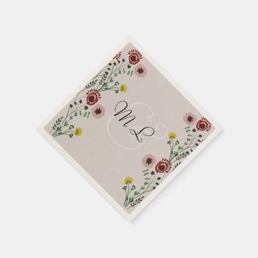 Geborduurde bruiloft botanische bloemengroen servet (Hoek)