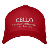 Geborduurde cello Pet met slogan (Voorkant)