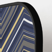 Geborduurde Chevron Blauwe Pickleball Paddle (Links Detail)