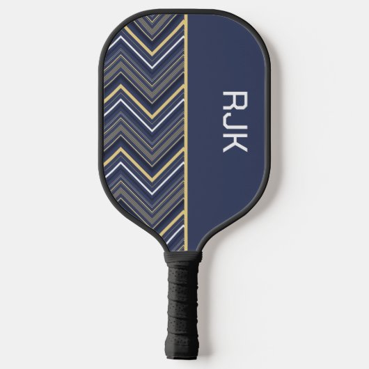 Geborduurde Chevron Blauwe Pickleball Paddle (Achterkant)