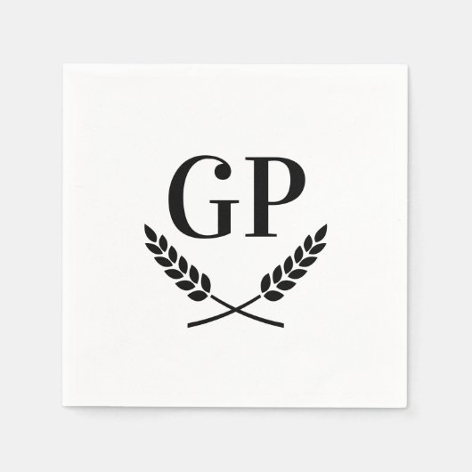 Geborduurde cocktail servetten met kranslogo (Voorkant)