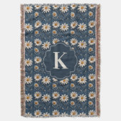 Geborduurde Daisy Denim Deken | Monogram (Voorkant Verticaal)
