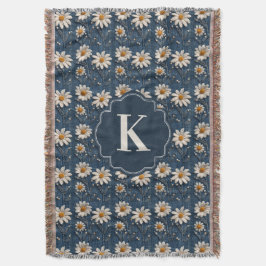 Geborduurde Daisy Denim Deken | Monogram