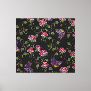 Geborduurde Datura bloemen: botanische kunst Canvas Afdruk