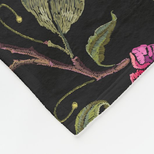 Geborduurde Datura bloemen: botanische kunst Fleece Deken (Hoek)