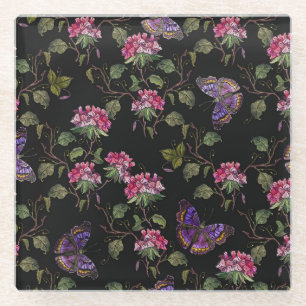 Geborduurde Datura bloemen: botanische kunst Glazen Onderzetter