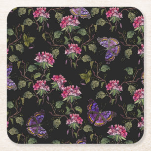 Geborduurde Datura bloemen: botanische kunst Kartonnen Onderzetters