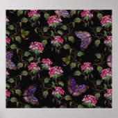 Geborduurde Datura bloemen: botanische kunst Poster (Voorkant)