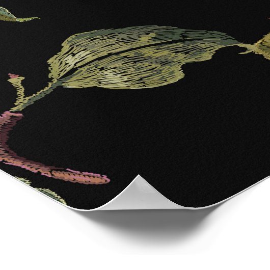 Geborduurde Datura bloemen: botanische kunst Poster (Hoek)