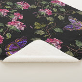 Geborduurde Datura bloemen: botanische kunst Sherpa Deken (3/4)