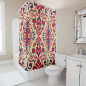 Geborduurde Elegantie: Ikat Fabric Pattern Douchegordijn (In situ)