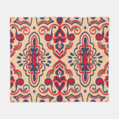 Geborduurde Elegantie: Ikat Fabric Pattern Fleece Deken (Voorkant (Horizontaal))