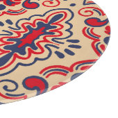 Geborduurde Elegantie: Ikat Fabric Pattern Snijplank (Hoek)