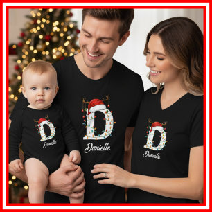 Geborduurde Familie Kerst Antilopen Santa Hoed T-shirt
