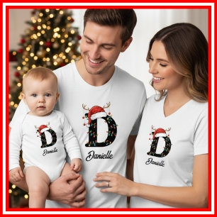 Geborduurde Familie Kerst Antilopen Santa Hoed T-shirt