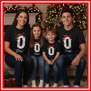 Geborduurde Familie Kerst Antilopen Santa Hoed T-shirt