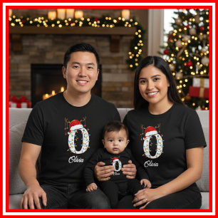 Geborduurde Familie Kerst Antilopen Santa Hoed T-shirt