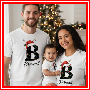 Geborduurde Familie Kerst Antilopen Santa Hoed T-shirt