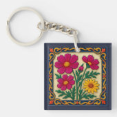 Geborduurde Floral Folk Art Sleutelhanger (Voorkant)