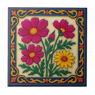 Geborduurde Floral Luxe Folk Art Style Tegeltje