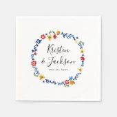 Geborduurde Florals Bruiloft Servet (Voorkant)