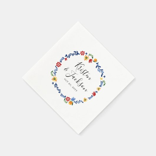 Geborduurde Florals Bruiloft Servet (Hoek)