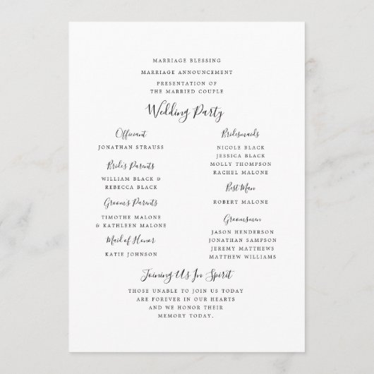 Geborduurde Florals Trouwprogramma Programmakaart (Achterkant)