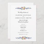 Geborduurde Florals Trouwprogramma Programmakaart (Voorkant / Achterkant)