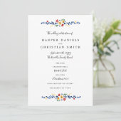 Geborduurde Florals Trouwprogramma Programmakaart (Staand voorkant)