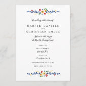 Geborduurde Florals Trouwprogramma Programmakaart (Voorkant)