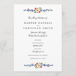 Geborduurde Florals Trouwprogramma Programmakaart