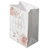 Geborduurde Foto Waterverf Perzik Bloem Cadeaubag Medium Cadeauzakje (Voorkant Gekanteld)