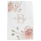 Geborduurde Foto Waterverf Perzik Bloem Cadeaubag Medium Cadeauzakje (Voorkant)