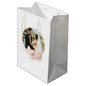 Geborduurde Foto Waterverf Perzik Bloem Cadeaubag Medium Cadeauzakje (Achterkant Gekanteld)