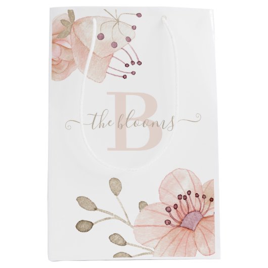 Geborduurde foto waterverf perzik bloem cadeautas (Voorkant)