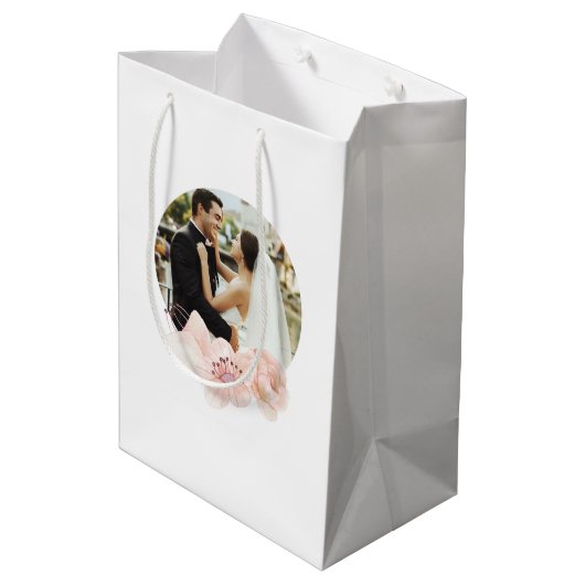 Geborduurde foto waterverf perzik bloem cadeautas (Achterkant Gekanteld)