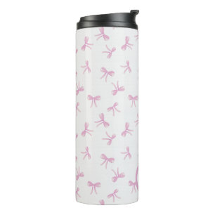 Geborduurde franje coquette roze aquarel lint thermosbeker