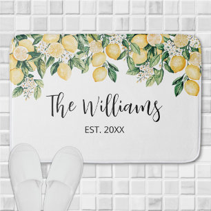 Geborduurde Gele Citroenboom Badmat